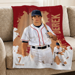 Personalized Splatter Paint 1-3 Photos Soft Throw Blanket with Name and Number Competition Day Birthday Gift for Sports Lovers