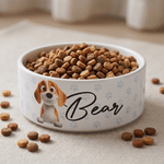 Personalized Paw Pattern Pet Portrait Ceramic Pet Bowl with Name Daily Use Birthday Gift for Pet Lovers Friends