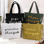 Personalised Multicolour My Things Heart Large Capacity Corduroy Tote Bag with Title Daily Use Birthday Mother's Day Gift for Woman