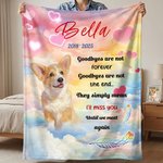 Personalised Photo Rainbow Heart Paw Print Soft Throw Blanket with Name and Year Home Decor Sympathy Memorial Gift for Pet Owner Family
