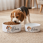 Personalized Paw Pattern Pet Portrait Ceramic Pet Bowl with Name Daily Use Birthday Gift for Pet Lovers Friends