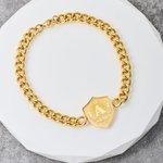 Personalizada Corona Escudo Escudo Pulsera Inicial con Nombre Día del Padre Cumpleaños Regalo para Padre Hombre