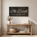 Personalized Family Sign Wood Grain Texture Canvas Prints with Year Ship from USA Housewarming Birthday Anniversary Gift for Family Friend