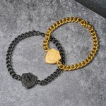 Personalizada Corona Escudo Escudo Pulsera Inicial con Nombre Día del Padre Cumpleaños Regalo para Padre Hombre