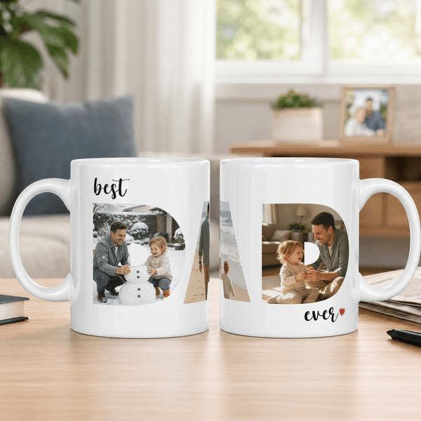 Personalised Best Dad Ever 3 Photos 11 oz 15 oz Ceramic Mug Daily Use Birthday Father's Day Gift for Dad