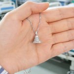 Personalizado Dainty Zircons Campana Collar Colgante con Nombre Grabado Recuerdo Curación Recuperación Regalo para los combatientes del cáncer Sobrevivientes