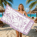 Personalized Retro Flower Quick Dry Beach Towel with Name Outdoor Beach Party Essential Birthday Gift for Her