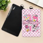 Personalized Cute Apple Pencil Initial PU Leather ID Badge Holder with Text Back to School Teacher's Day Appreciation Gift for Teacher