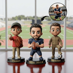 Personalized Photo into 3D Cartoon Athlete Figurine Ornament with Name Desktop Decoration Birthday Team Gift for Sport Lovers