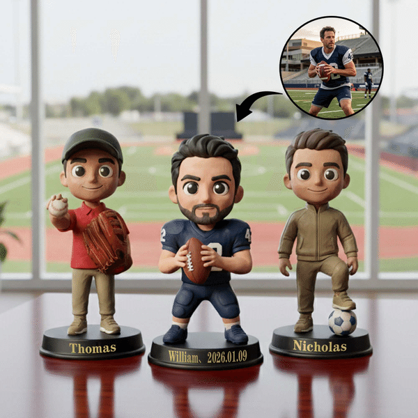 Foto personalizzata in 3D Cartoon Athlete Figurine Ornament con nome Decorazione da tavolo Regalo di compleanno per gli amanti dello sport