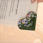Personalized Birth Flower PU Leather Heart Page Corner Bookmark with Name Birthday Gift for Book Lover