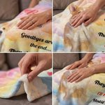 Personalised Photo Rainbow Heart Paw Print Soft Throw Blanket with Name and Year Home Decor Sympathy Memorial Gift for Pet Owner Family