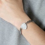 Personalizada Corona Escudo Escudo Pulsera Inicial con Nombre Día del Padre Cumpleaños Regalo para Padre Hombre