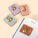 Personalized Multicolor Birth Flower Magnetic PU Leather Bookmark with Name and Initial Daily Use Library Bookish Gift for Girl Woman Book Lover