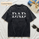 Personalised Dad Text Design Soft Distressed 100% Cotton T-shirt with 1-4 Names Daily Wear Father's Day Birthday Gift for Father