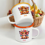 Personalisierte Geburt Monat Hochland Kuh 12 oz Emaille Becher mit Namen täglichen Gebrauch Geburtstag Geschenk für Kinder