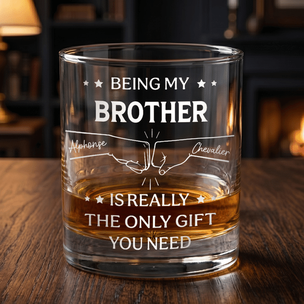 Personalized Fist Bump Name 10 oz Rock Whiskey Glass Old Fashioned Father's Day Birthday Gift for Man Brother Whiskey Enthusiast