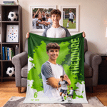 Personalized Splatter Paint 1-3 Photos Soft Throw Blanket with Name and Number Competition Day Birthday Gift for Sports Lovers