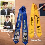 Personalised Unisex Embroidered Graduation Stole with Text and Photo Class of 2026 Graduation Gift for Graduates