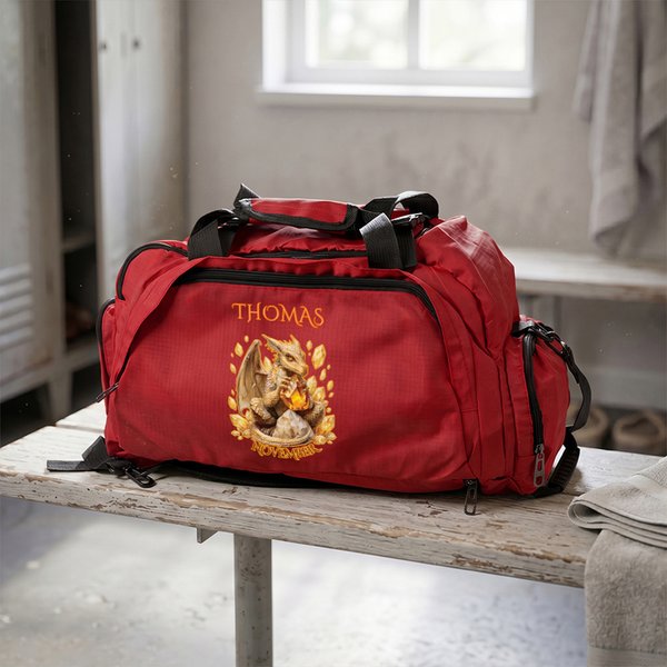 Personalized Dragon Birthstone Large Capacity Duffle Bag with Name Birthday Team Gift for American Football Lover