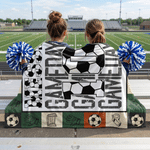 Personalised Basketball Football Sports Ball Design Soft Throw Blanket with Name and Number Birthday Match Day Gift for Team Ball Games Lovers