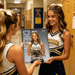 Personalised Glitter Cheerleading Girl Photo Tinplate Painting with Name and Year Home Decor Birthday Game Day Gift for Cheerleaders