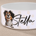 Personalized Paw Pattern Pet Portrait Ceramic Pet Bowl with Name Daily Use Birthday Gift for Pet Lovers Friends