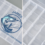 Personalized Cartoon Fish Clear Fishing Tackle Storage Box with Name Birthday Daily Use Father's Day Gift for Fishing Lovers Anglers