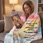 Personalised Photo Rainbow Heart Paw Print Soft Throw Blanket with Name and Year Home Decor Sympathy Memorial Gift for Pet Owner Family