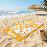 Personalized Retro Flower Quick Dry Beach Towel with Name Outdoor Beach Party Essential Birthday Gift for Her