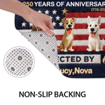 Personalizado 250 Años de Aniversario Estados Unidos 3D Cartoon Pet Doormat con Nombre Home Decor Independence Day Celebration Gift for Dog Lovers