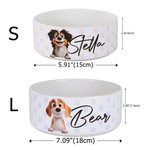 Personalized Paw Pattern Pet Portrait Ceramic Pet Bowl with Name Daily Use Birthday Gift for Pet Lovers Friends