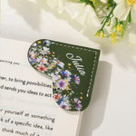 Personalized Birth Flower PU Leather Heart Page Corner Bookmark with Name Birthday Gift for Book Lover