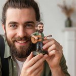 Figura personalizada de resina en miniatura 3D con base y texto de resina decoración del hogar regalo de aniversario para familia y guitarristas