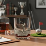Personalised 2D Metallic Style Print Golf Theme Whiskey Glass with Name Golf Club Birthday Father's Day Gift for Golf Lovers