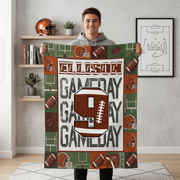 Personalised Basketball Football Sports Ball Design Soft Throw Blanket with Name and Number Birthday Match Day Gift for Team Ball Games Lovers