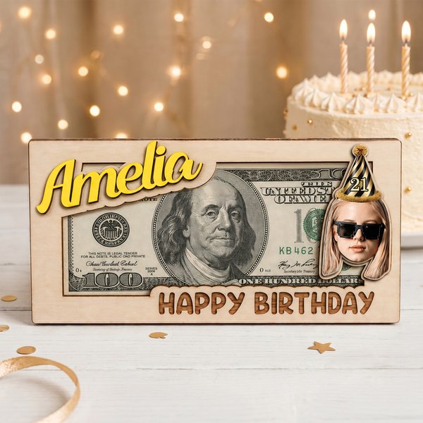 Porte-monnaie en bois personnalisé avec nom et numéro Cadeau d'anniversaire pour un ami, un enfant ou une famille