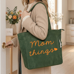 Personalised Multicolour My Things Heart Large Capacity Corduroy Tote Bag with Title Daily Use Birthday Mother's Day Gift for Woman