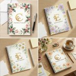 Personlig fødselsblomst Golden Initial Spiral A5 notatbok med tekst Bursdag Morsdagsgave til mamma Venn
