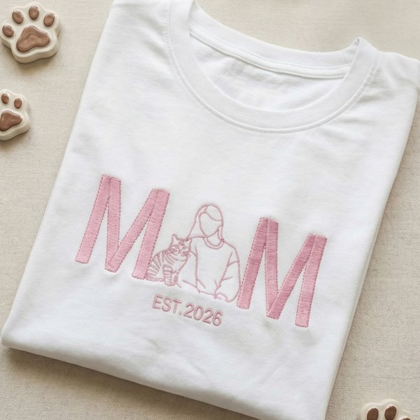 Personligt broderat husdjur pappa mamma foto mjuk T-shirt sweatshirt hoodie med år dagligt bruk födelsedag jubileumsgåva för husdjursälskare