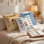 Personalized Cartoon Praying Character Bible Verse Soft Throw Pillow Cover with Title and Name Christian Faith Birthday Gift for Christian Girl Woman