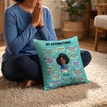 Personalized Cartoon Praying Character Bible Verse Soft Throw Pillow Cover with Title and Name Christian Faith Birthday Gift for Christian Girl Woman