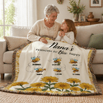 Personalized Reasons to Bee Happy Soft Throw Tassel Blanket with Name Sofa Decor Birthday Gift for Mom Grandma