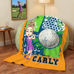 Personalized Multicolour Cartoon Character Golf Soft Throw Blanket with Name Home Decor Team Birthday Gift for Golf Lovers