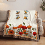 Personalized Reasons to Bee Happy Soft Throw Tassel Blanket with Name Sofa Decor Birthday Gift for Mom Grandma