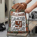 Personalized Ball Sports Theme Drawstring Beach Backpack String Bag with Name and Number Outdoor Activities Birthday Gift for Sports Lovers