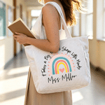 Personalized Teacher Theme Large Capacity Corduroy Tote Bag with Name Travel Essential Birthday Teacher's Day Gift for Teacher Woman