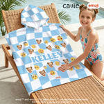 Personalized Playful emoji Scene Face Photo Quick Drying Soft Hooded Beach Towel with Name Summer Birthday Gift for Friends Kids | Callie × emoji ™