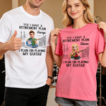 Personalized Multicolor Guitar Cartoon Character T-shirt Sweatshirt Hoodie with Name Daily Wear Birthday Gift for Music Lovers Friends