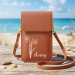 Borsa Crossbody in pelle PU con nome e finestra touch screen per uso quotidiano, regalo di compleanno per le donne.